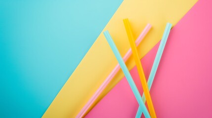 Bright summer background with a drinking straws isolated on colorful background