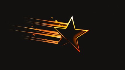 Poster - A glowing, 3-D star with a trail of light streaks, against a black background.