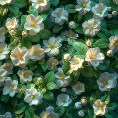 Wall Mural - White Jasmine Blossoms in Full Bloom