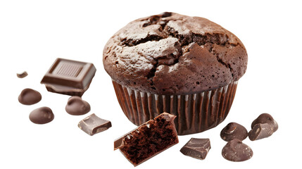 chocolate muffin isolated on transparent background
