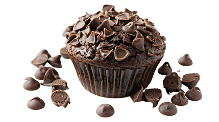 chocolate muffin isolated on transparent background
