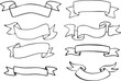 © munir - Hand-drawn ribbon line banners set in high resolution. Greeting cards, banners, invitation, Badge, banner, ribbon, flag, poster, flyer, sticker design elements.