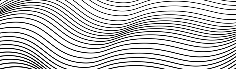 Sticker - Background with abstract wavy black lines illustration. Abstract wavy artistic template. Wavy stripes background, simple texture for your design.