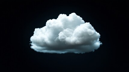 single white cloud illustration isolated over black background