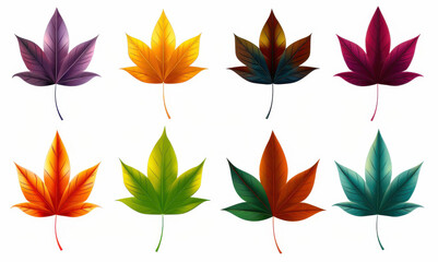 Canvas Print - Vibrant maple leaves icons collection showcasing unique designs, perfect for autumnthemed projects and natureinspired graphics.