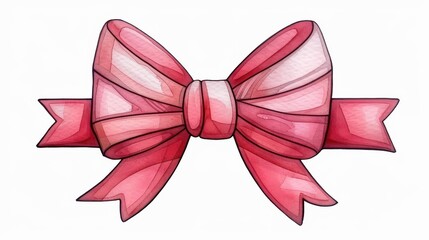 Canvas Print - A soft and charming pink bow with flowing ribbons, beautifully captured in watercolor, perfect for adding a touch of elegance to any design.