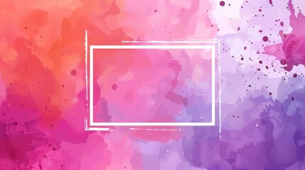 Poster - A vibrant blend of purple and pink watercolor fills a canvas, elegantly framed by a crisp white square border.