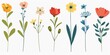 © Merilno - Collection of 2D and 3D Vector Flat Abstract Minimalistic Art of Flowers and Meadow Isolated on a White Background