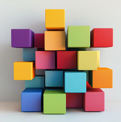  image of a bunch of three dimensional blocks in various colors but of the same tonal spectrum