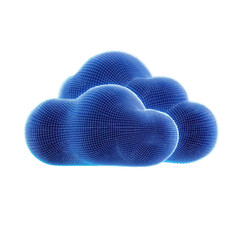 Wall Mural - 3D illustration of blue clouds with a mesh wireframe, representing digital cloud networks and advanced connectivity. The image emphasizes technology and infrastructure of modern cloud computing.