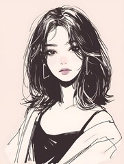 Wall Mural - Korean style beautiful girl,  Generative AI