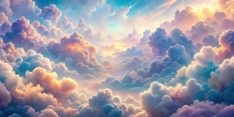 Wall Mural - Fantasy clouds seamless background perfect for dreamy designs, fantasy, clouds, seamless, background, dreamy, whimsical, sky
