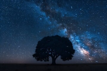 Milky Way Night Sky with Tree