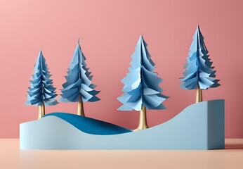 Wall Mural - christmas card with trees