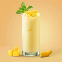 Poster - A glass of smoothie with a green leaf on top