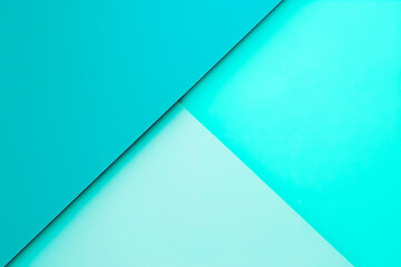 Wall Mural - A geometric diagonal split between turquoise and light blue, minimalist design on a plain background, concept of simplicity. Generative AI