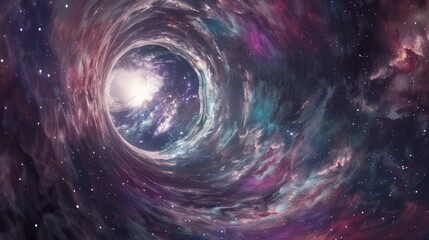 Canvas Print - A deep, dark hole in space with a bright light shining through it