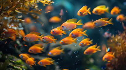 Beautiful aquarium fish close-up