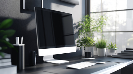 Wall Mural - modern desktop computer setup for professional work