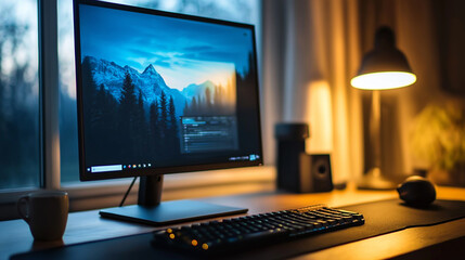 Wall Mural - modern desktop computer setup for professional work