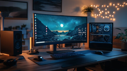 Wall Mural - modern desktop computer setup for professional work