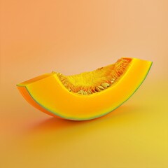 Poster - A slice of orange squash with a green stem