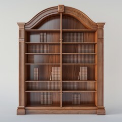 Canvas Print - A large wooden bookcase with many books on it