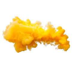 Wall Mural - Yellow powder explosion cloud isolated on transparent background.