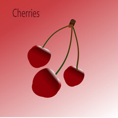 Cherries on a red gradient background