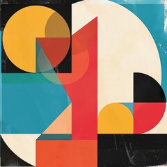 Poster - A colorful abstract painting with a red circle in the center