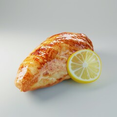 Wall Mural - A piece of chicken with a lemon slice on top