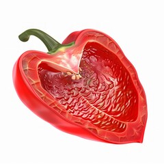 Sticker - A red pepper is cut in half, revealing its insides