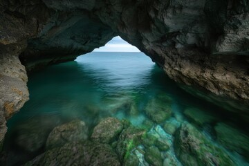 Sticker - Stunning turquoise waters in a cave