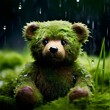 © 은호 서 - A cute teddy bear with moss on the green grass floor