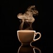 © Twomeows_AS - One steaming coffee cup on moody background.