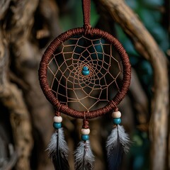 Sticker - Handmade dreamcatcher with feathers and beads