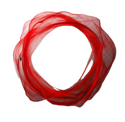 Wall Mural - Fine red thread floating in the air in a circular pattern isolated on transparent background.