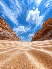 Poster - Dramatic desert landscape with blue sky and clouds