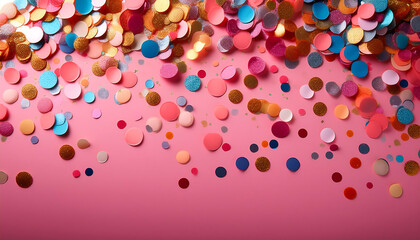  Colorful celebration background with party confetti on pink background- A vibrant backgroun_1(196)