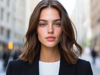 Canvas Print - stylish young woman with natural makeup and wavy hair