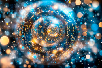 Wall Mural - abstract digital data vortex with binary code