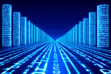 Wall Mural - futuristic digital data flow highway