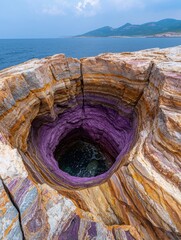 Poster - Vibrant natural rock formation overlooking the sea