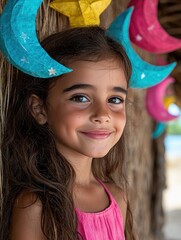 Poster - smiling girl with colorful headband