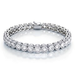 Poster - Luxury Diamond Bracelet with White Gold AU 750 for women on clean background.