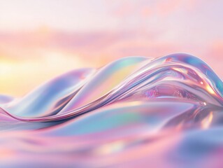 Wall Mural - a mesmerizing abstract wave with soft pastel colors, reflecting light and evoking a serene and dream