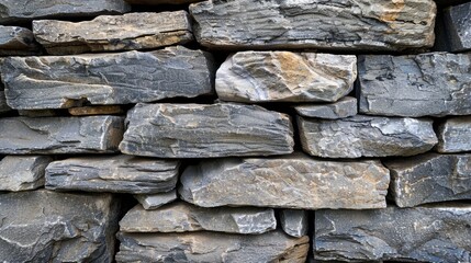 Wall Mural - A wall made of stone with a rough texture. The wall is gray and brown in color