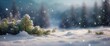 © Den Boro Day - Winter panoramic background with snow-covered fir branches and snowfall flakes Christmas banner.
