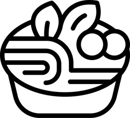 Poster - Simple line icon representing a bowl of ramen noodles, garnished with herbs and vegetables