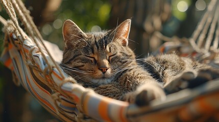 Poster - Sleeping Cat in Hammock